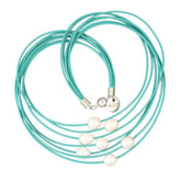 Freshwater Pearl Leather Necklace - Turquoise